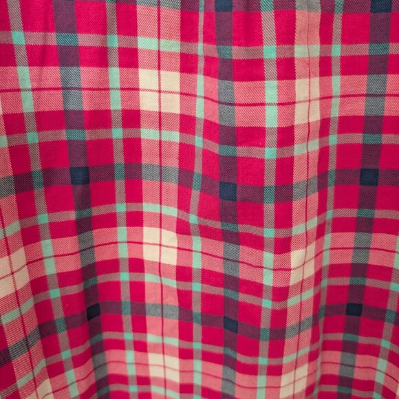 Talbots 100% Cotton Button Up Soft Plaid Shirt Women's L Hot Pink Navy White - Picture 6 of 6